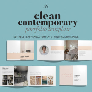 Clean Contemporary Interior Design Portfolio Template - Canva Template