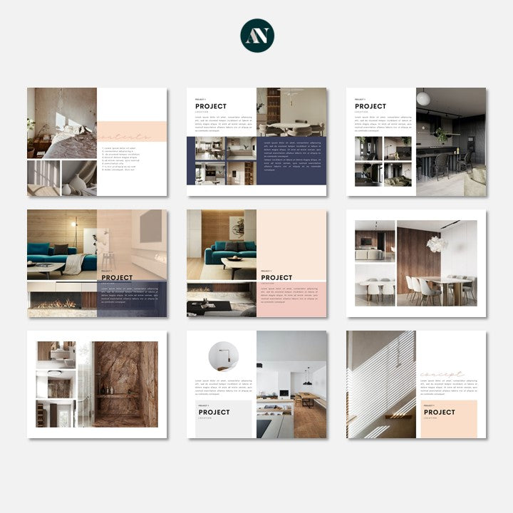 Clean Contemporary Interior Design Portfolio Template - Canva Template ...