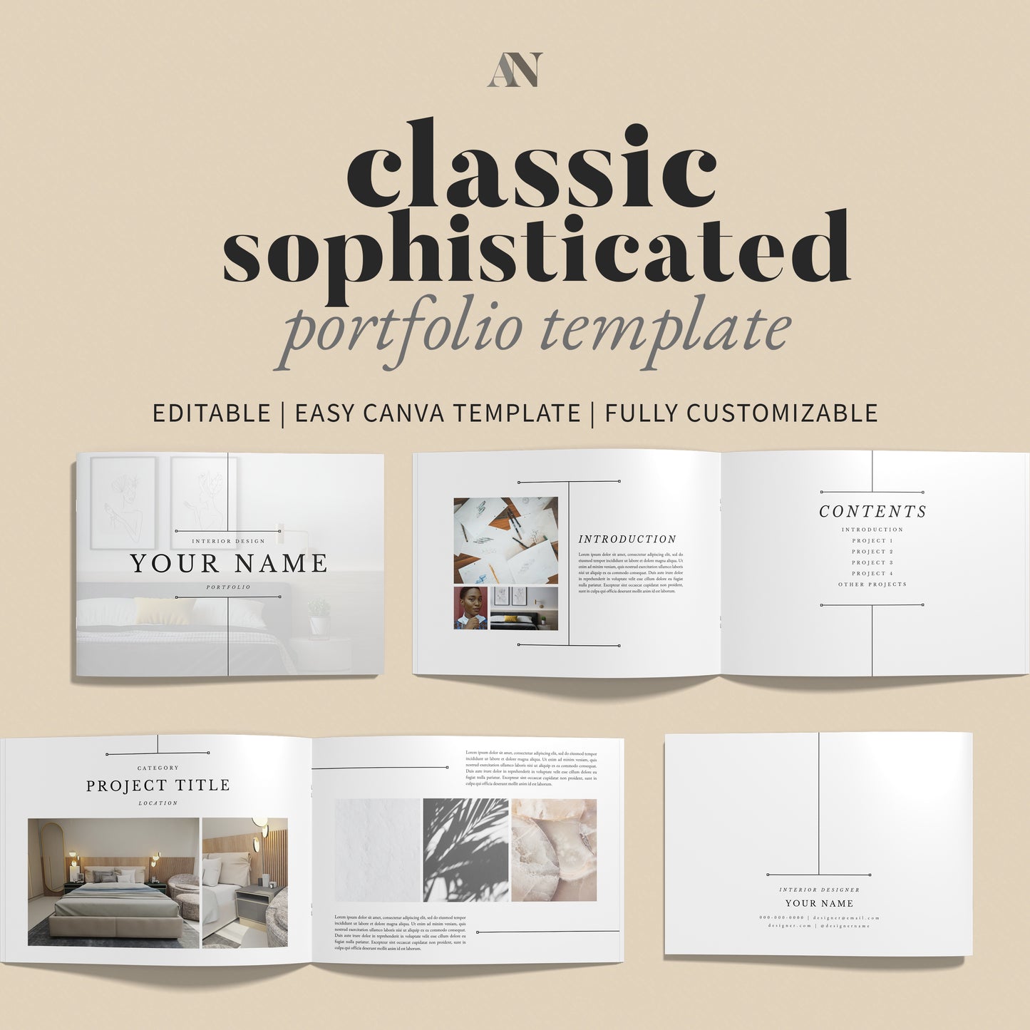 Classic Sophisticated Interior Design Portfolio Template - Canva Template