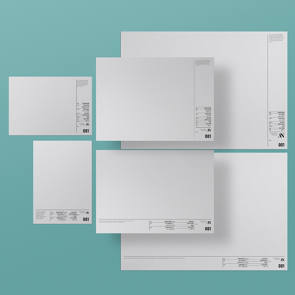 Contemporary Title Block Templates - A2 / A3 / A4 + 8.5x11 / 11x17 / 24x36 Sizes - [product_description] - Audrey Noakes Shop