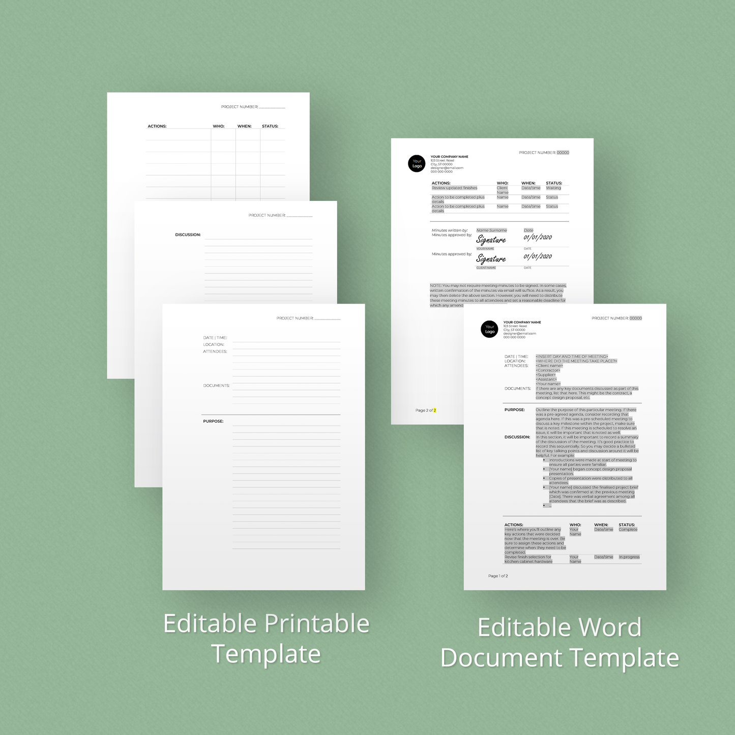 Meeting Minutes Templates Kit - [product_description] - Audrey Noakes Shop