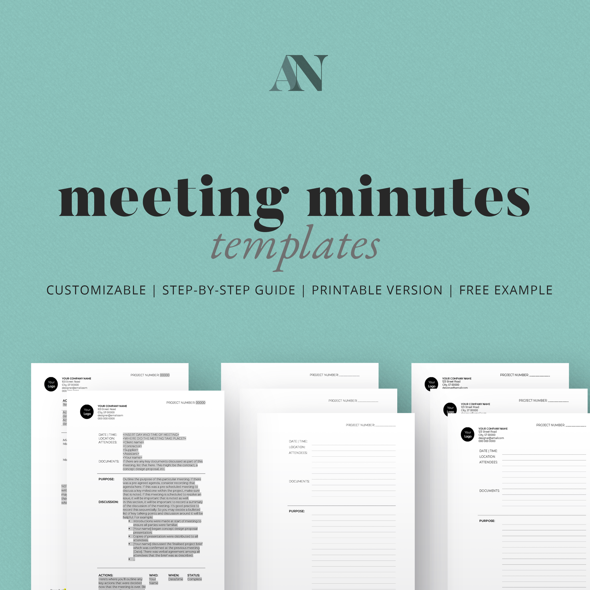 Meeting Minutes Templates Kit - [product_description] - Audrey Noakes Shop