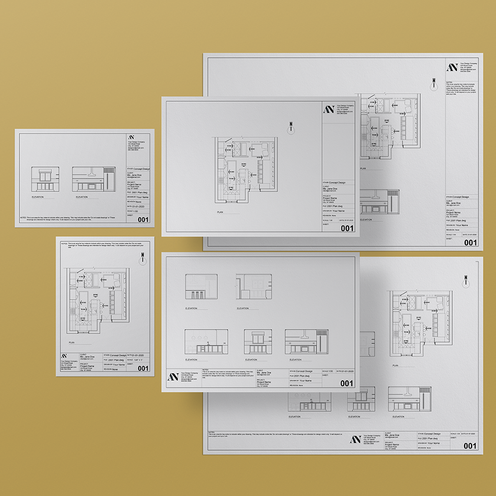 Simple Title Block Templates - A2 / A3 / A4 + 8.5x11 / 11x17 / 24x36 Sizes - [product_description] - Audrey Noakes Shop