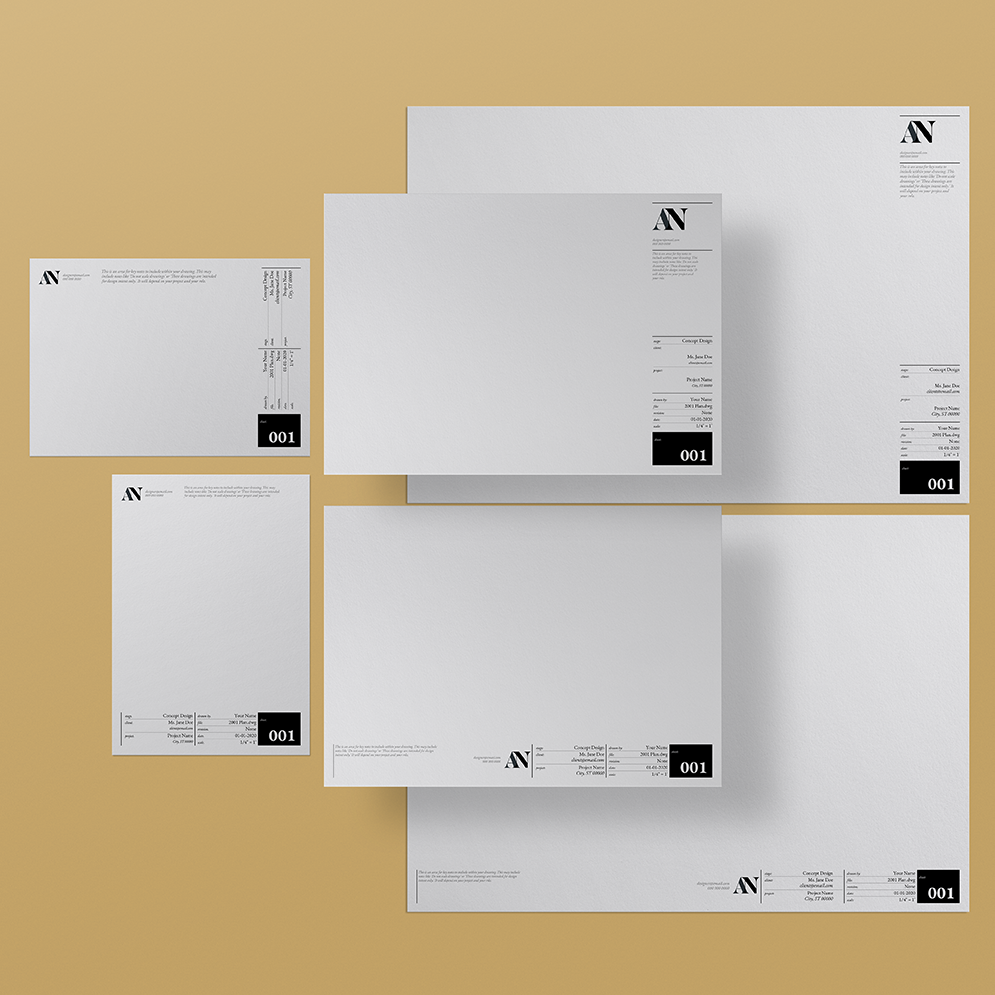 Traditional Title Block Templates - A2 / A3 / A4 + 8.5x11 / 11x17 / 24x36 Sizes - [product_description] - Audrey Noakes Shop