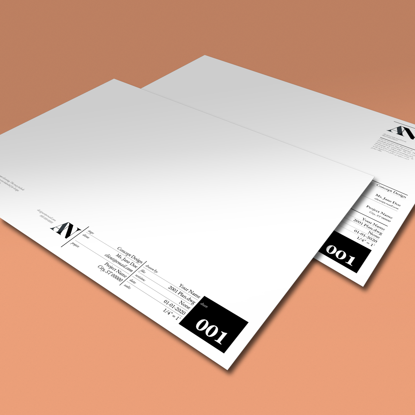 Traditional Title Block Templates - A2 / A3 / A4 + 8.5x11 / 11x17 / 24x36 Sizes - [product_description] - Audrey Noakes Shop