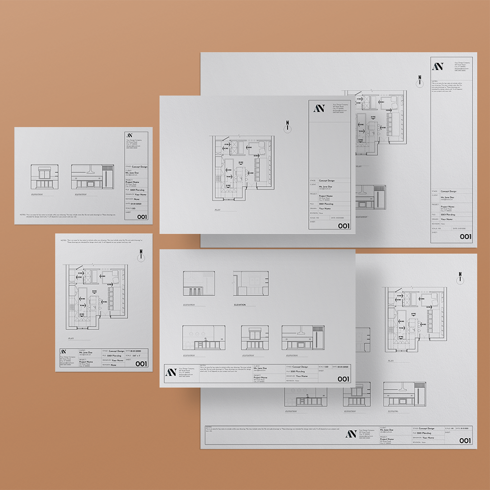 Vintage Title Block Templates - A2 / A3 / A4 + 8.5x11 / 11x17 / 18 X 24 / 24x36 Sizes